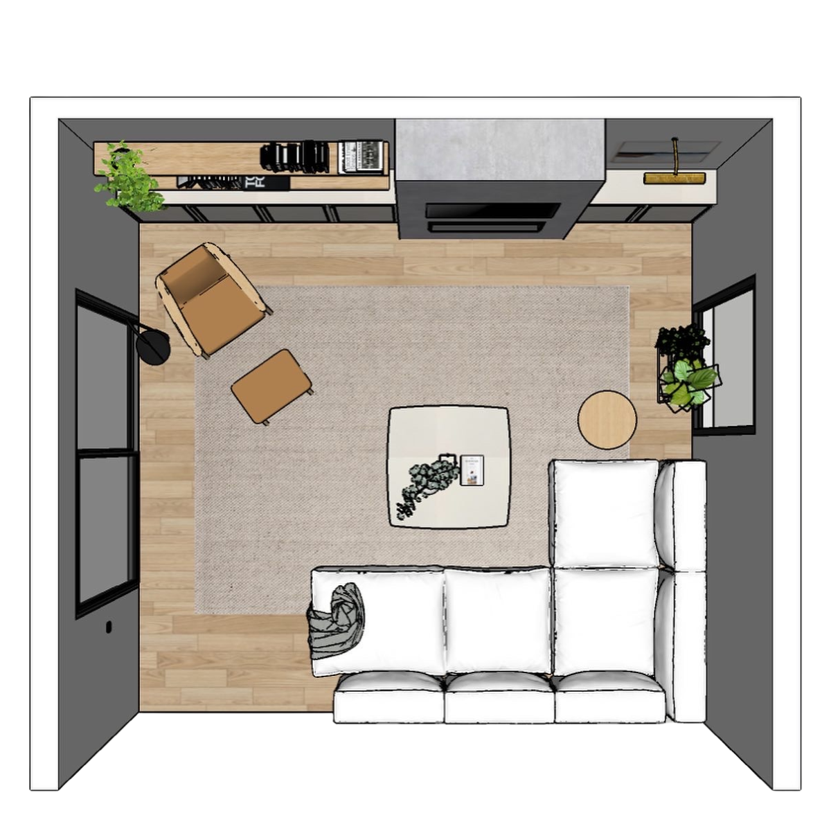 3D rendering of a room with furnishings in SketchUp for a customer